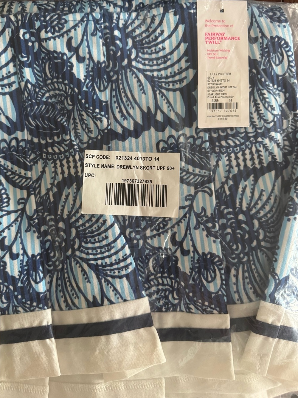 NWT Lilly Pulitzer 14 UPF 50+ Luxletic Drewlyn Skort “Starlight Navy” sz 14 - Picture 8 of 10